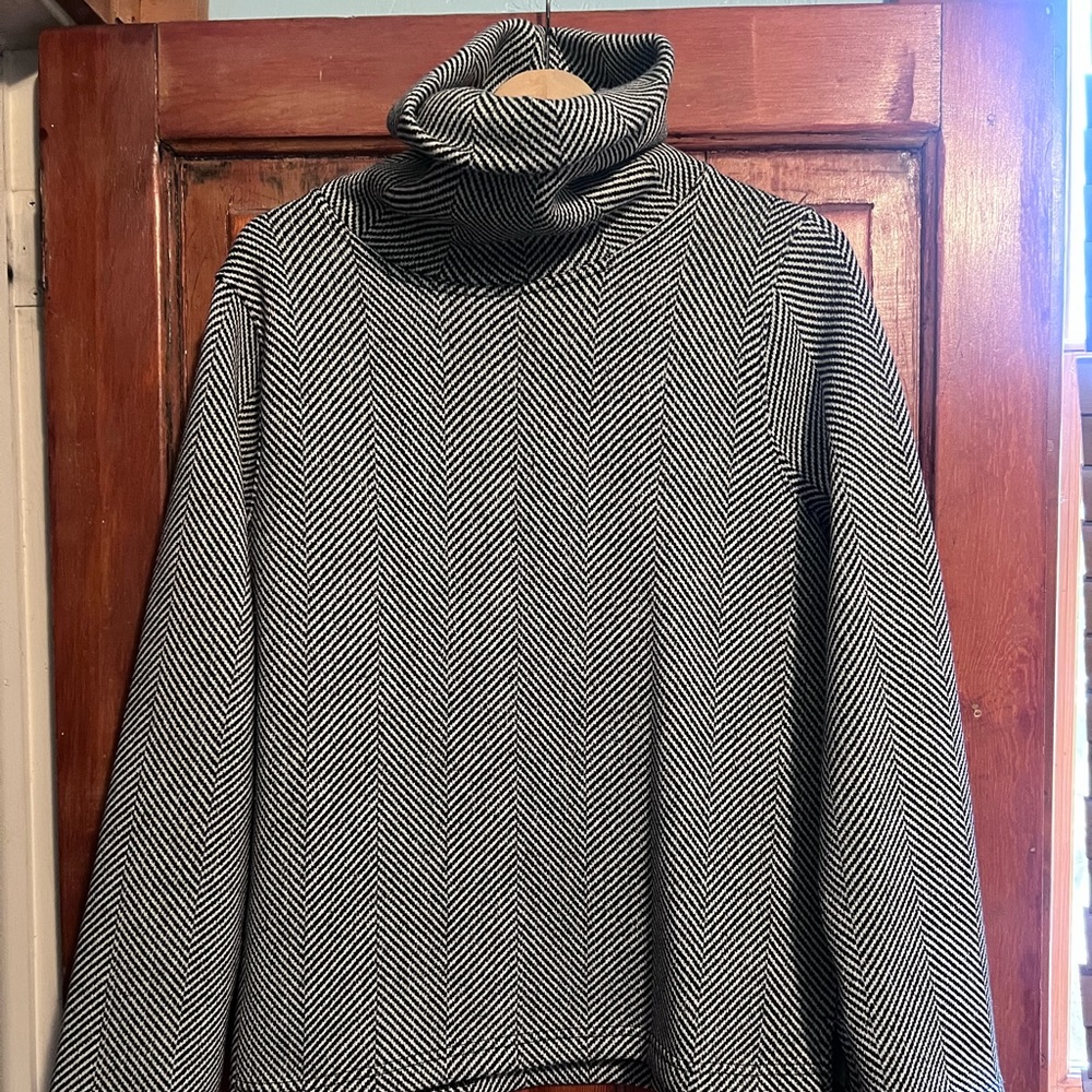 J. Crew Factory Black and White Cowl Neck Sweater